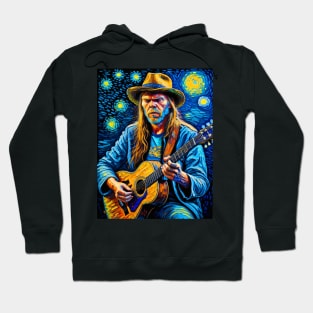 Neil Young in starry night Hoodie